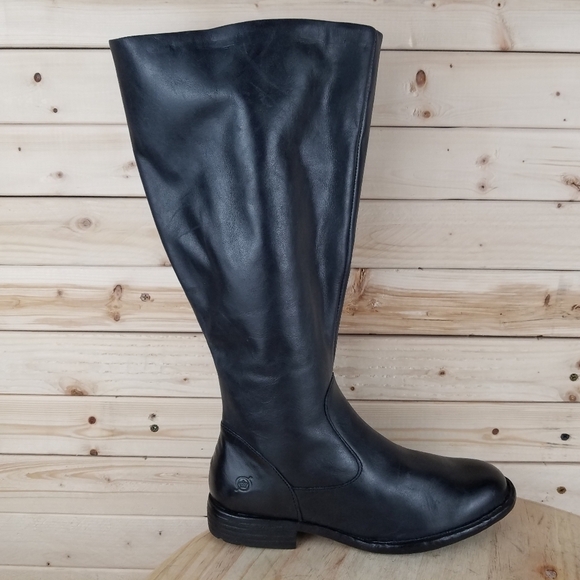 Born Womens 6 M North F71009 Black Leather Side Zip WIDE CALF Riding Boots NEW - Picture 8 of 13